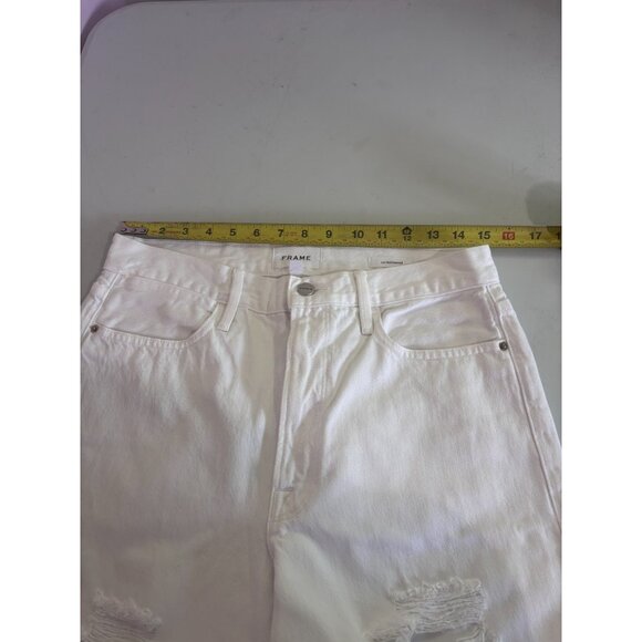 NWT Frame White Distressed Le Jane High Rise Straight Fit Jeans Size 27 - Picture 11 of 12